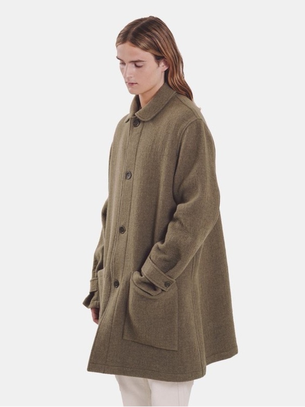 Jeager London made in Great Britain Olive Wool-Blend Pea Coat - Women